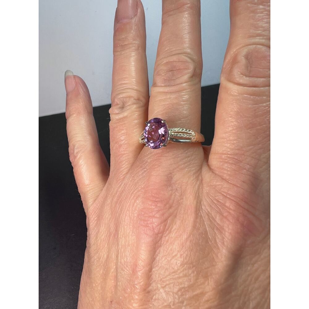 Amethyst sterling silver solitaire ring size 9 - Picture 8 of 9